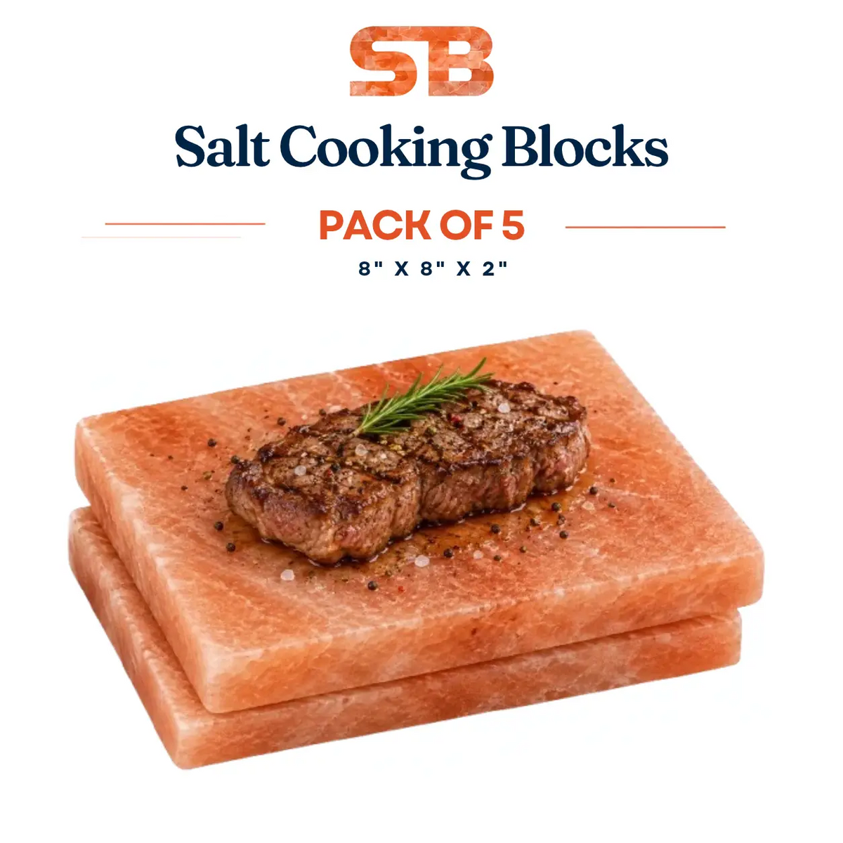 Himalayan Salt Cooking Plate 8"×8"×2", Pack of 5