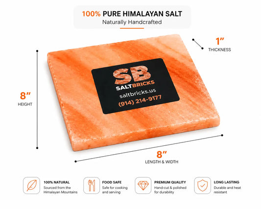 Himalayan Salt Block for Grilling 8"×8"×2", Pack of 20