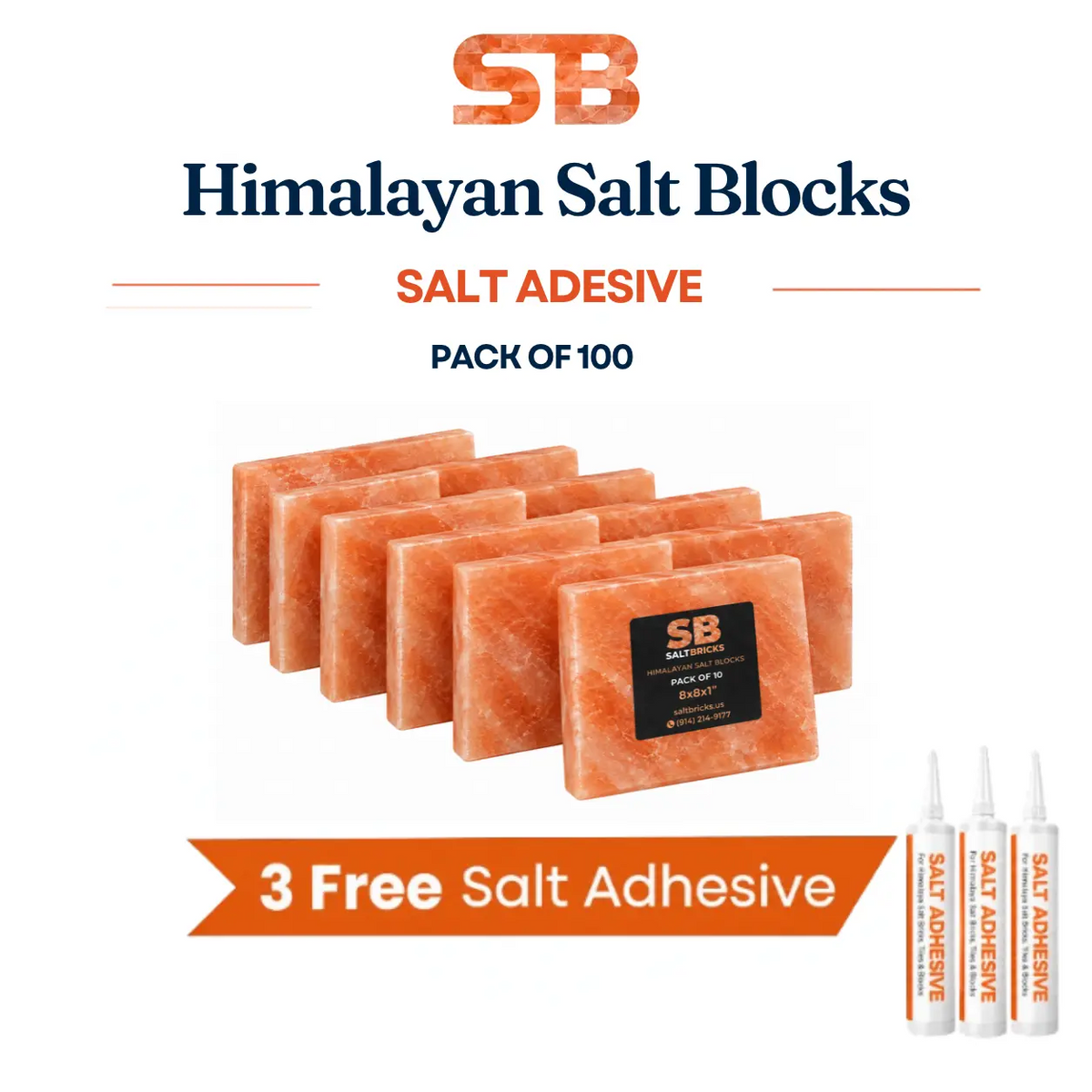 Himalayan salt Blocks pack of 100 with salt Adhesive