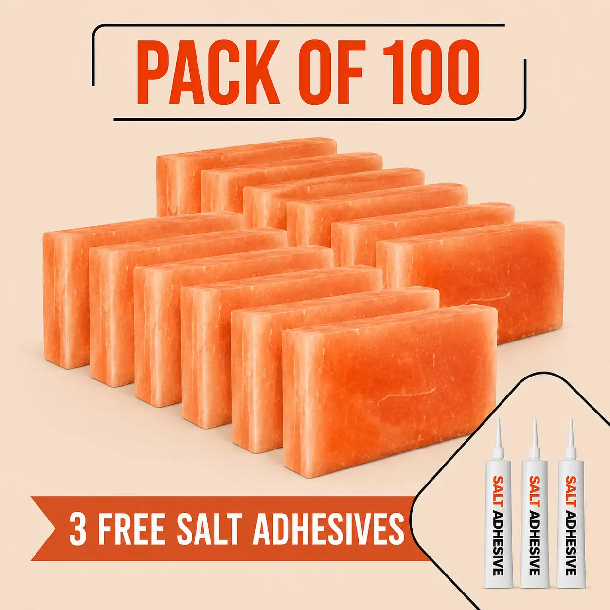 Himalayan Dry Aging Salt Bricks Wall, 20 Sq Ft