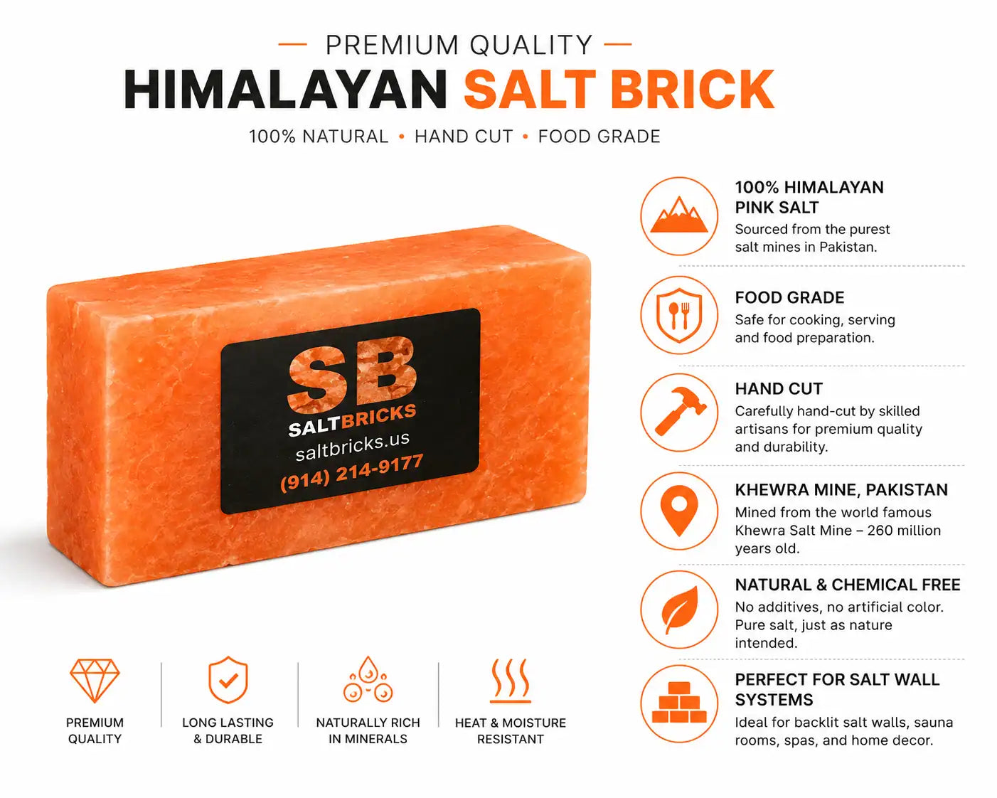 Himalayan Salt Bricks 8" x 4" x 2"