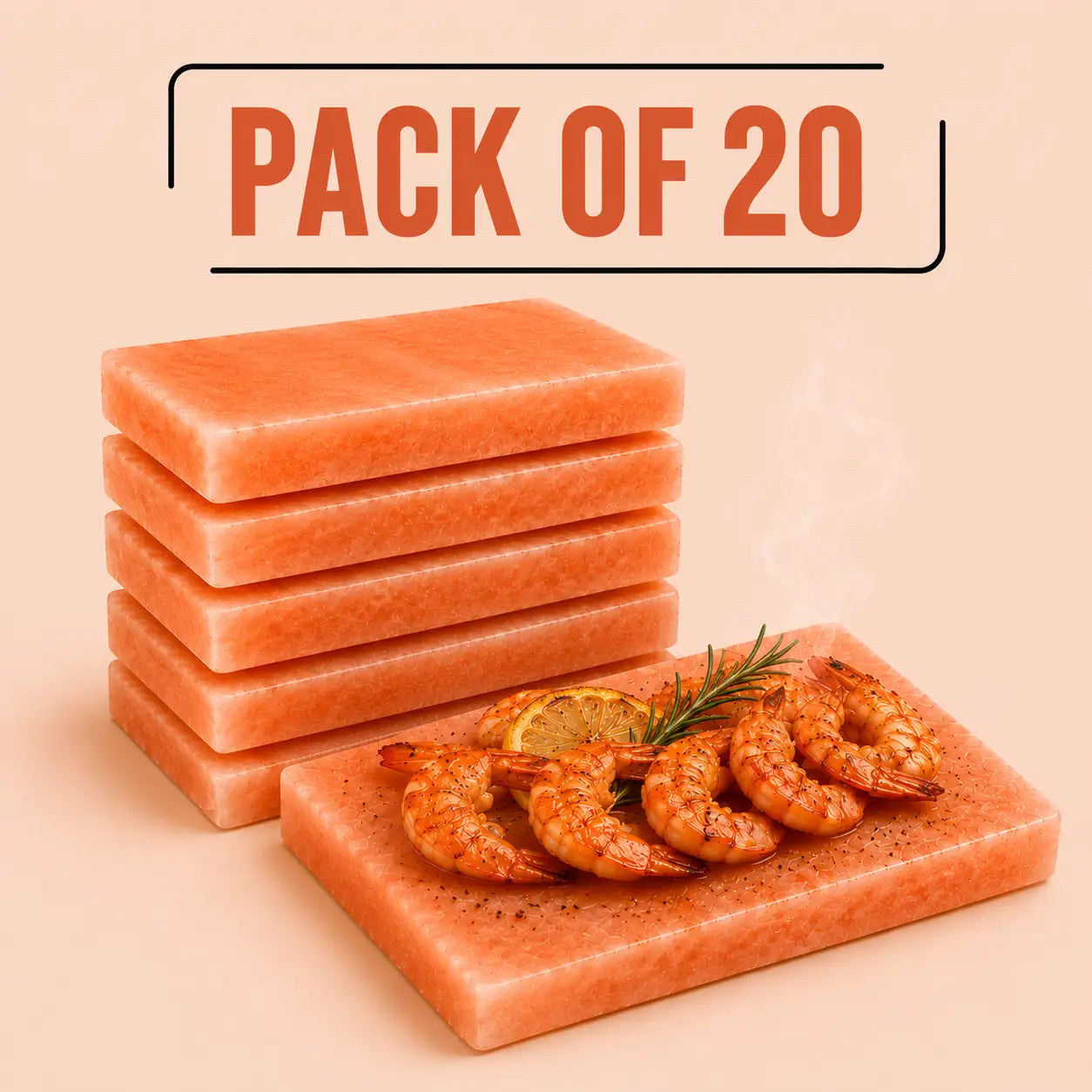 Himalayan Salt Block for Grilling 8"×8"×2", Pack of 20