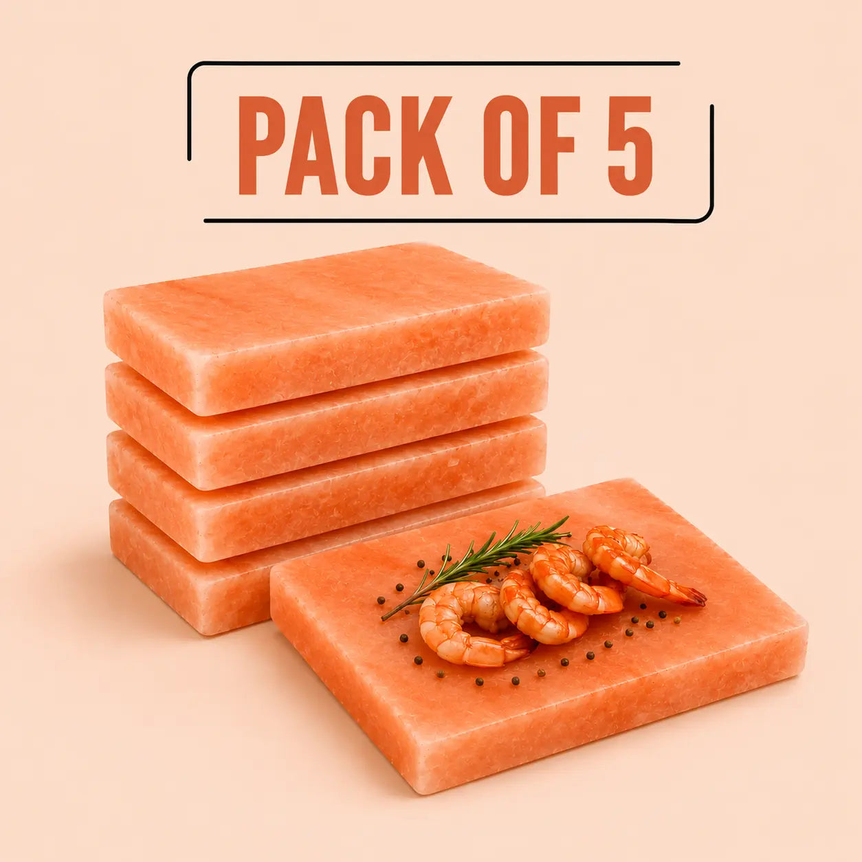 Himalayan Salt Cooking Plate 8"×8"×2", Pack of 5