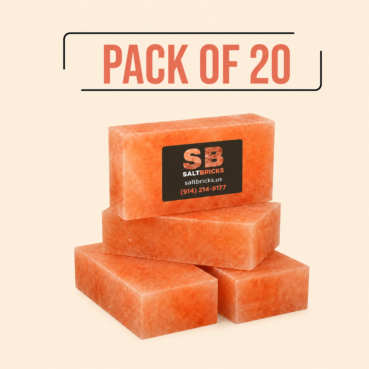 Himalayan Salt Bricks 8"×4"×2", Pack of 20