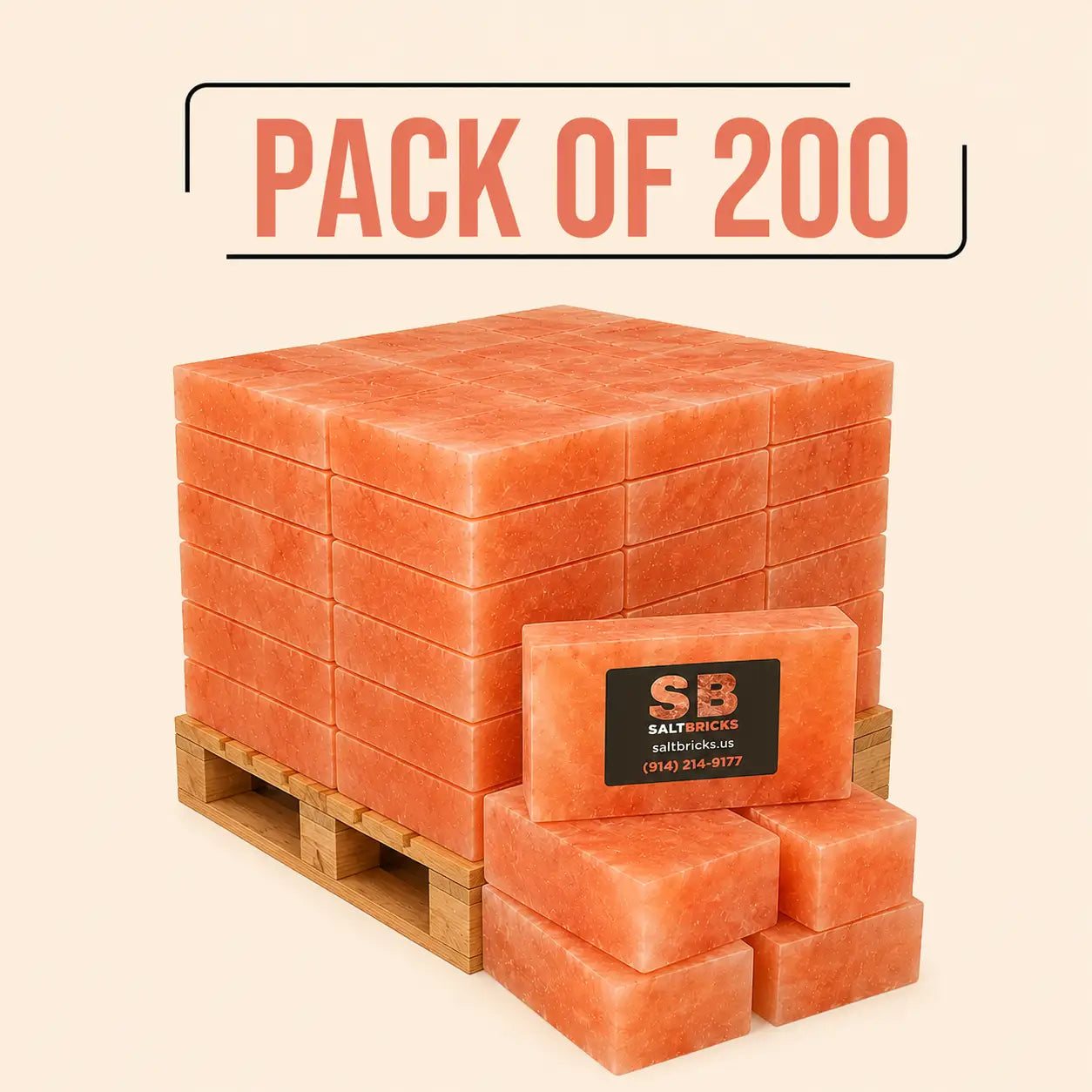 Himalayan Salt Bricks 8"×4"×2", Pack of 200