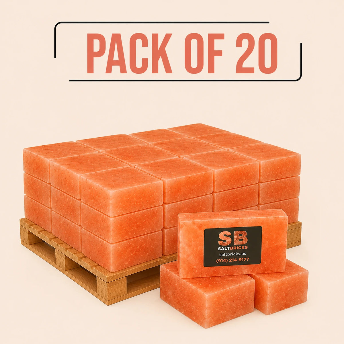 Himalayan Salt Bricks 8"×4"×2", Pack of 20