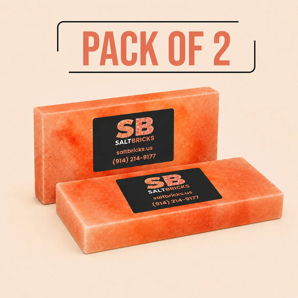 Himalayan Salt Tiles 8"×4"×1", Pack of 2