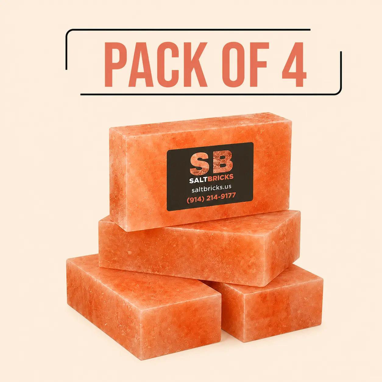 Himalayan Salt Bricks 8"×4"×2", Pack of 4