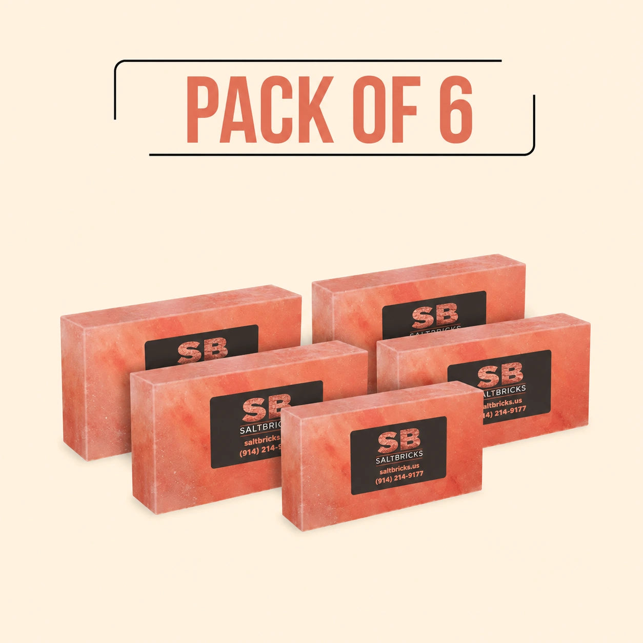 Himalayan Salt Bricks 8"×4"×2", Pack of 6