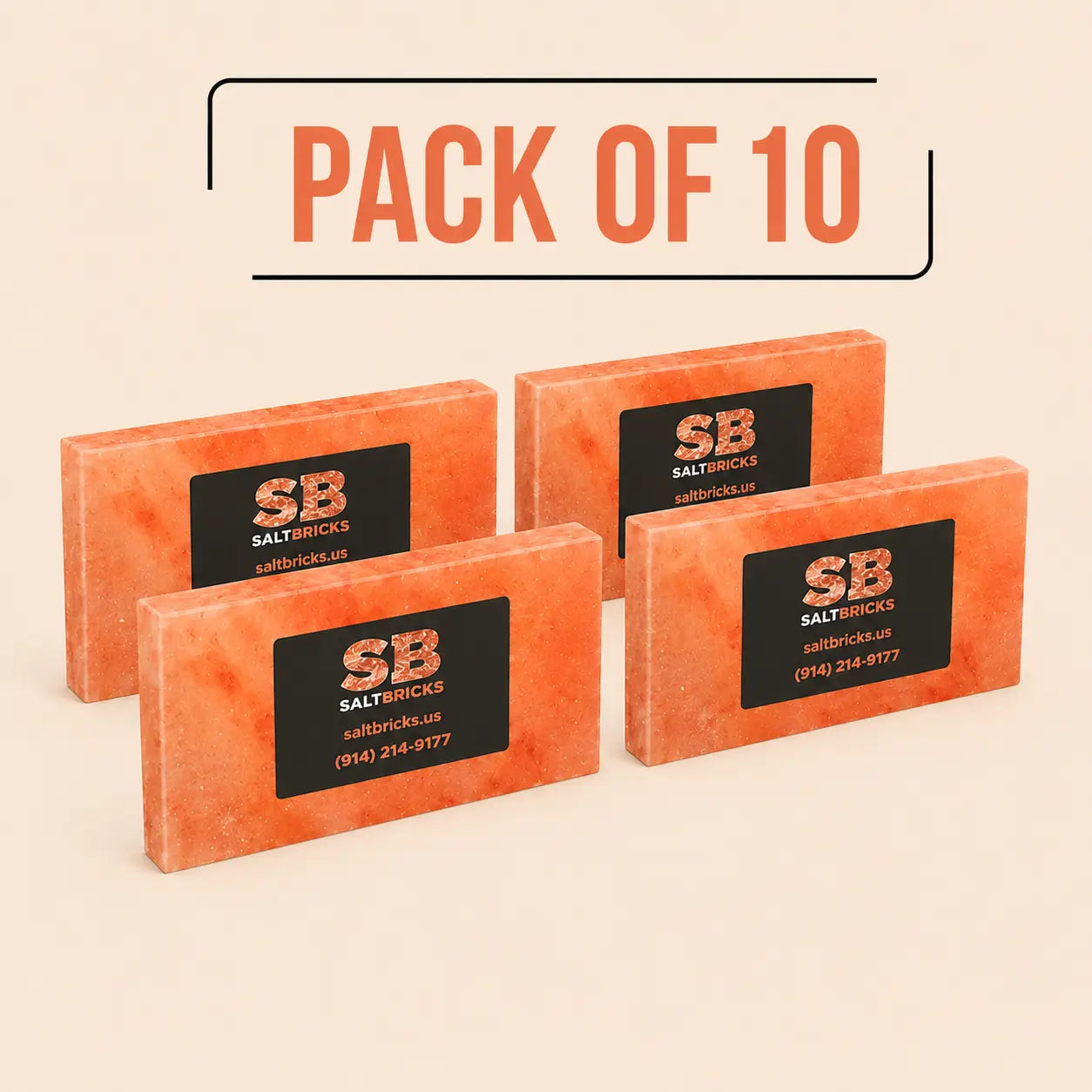 Himalayan Salt Tiles 8"×4"×1", Pack of 10