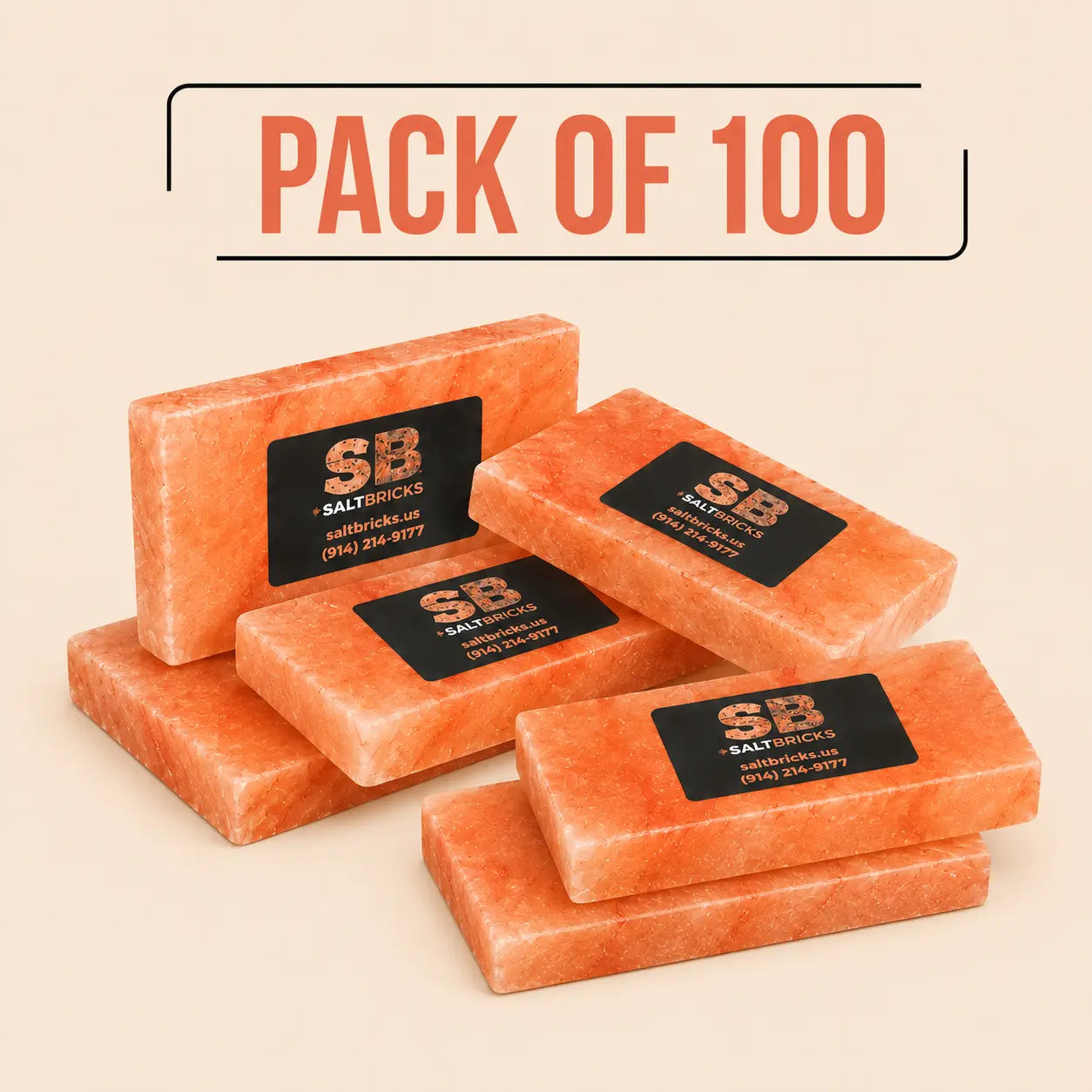Himalayan Salt Tiles 8"×4"×1", Pack of 100