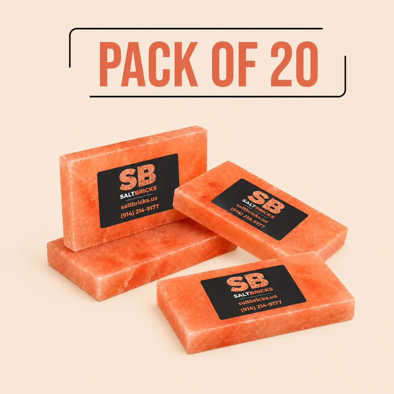 Himalayan Salt Tiles 8"×4"×1", Pack of 20