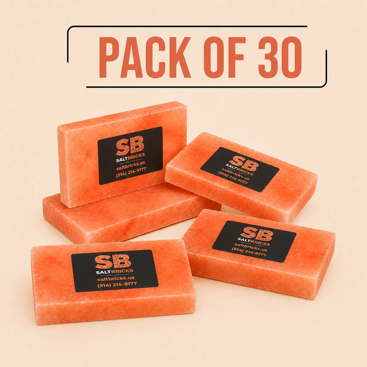 Himalayan Salt Tiles 8"×4"×1", Pack of 30