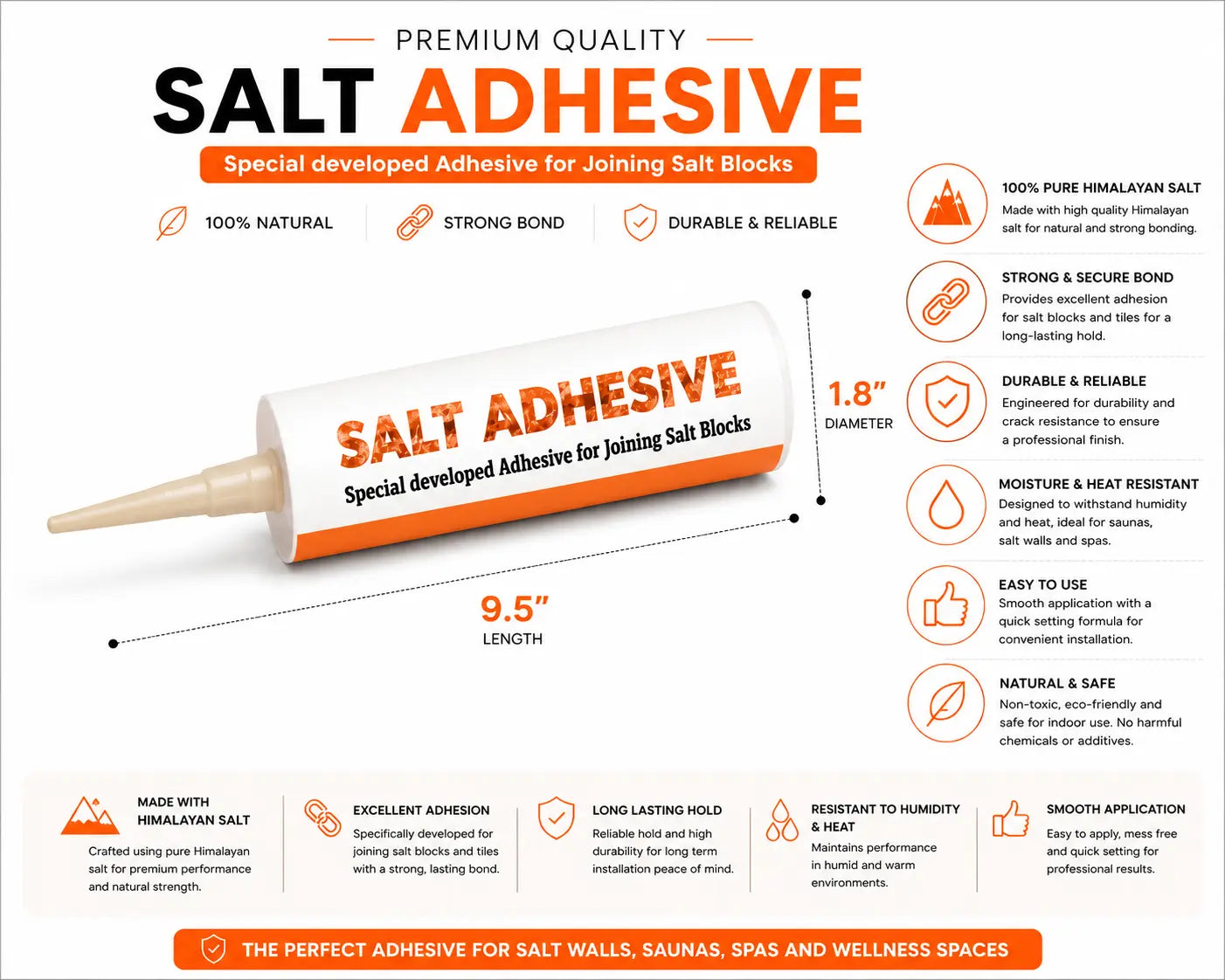 Himalayan Salt Adhesive, Transparent Salt Wall Glue