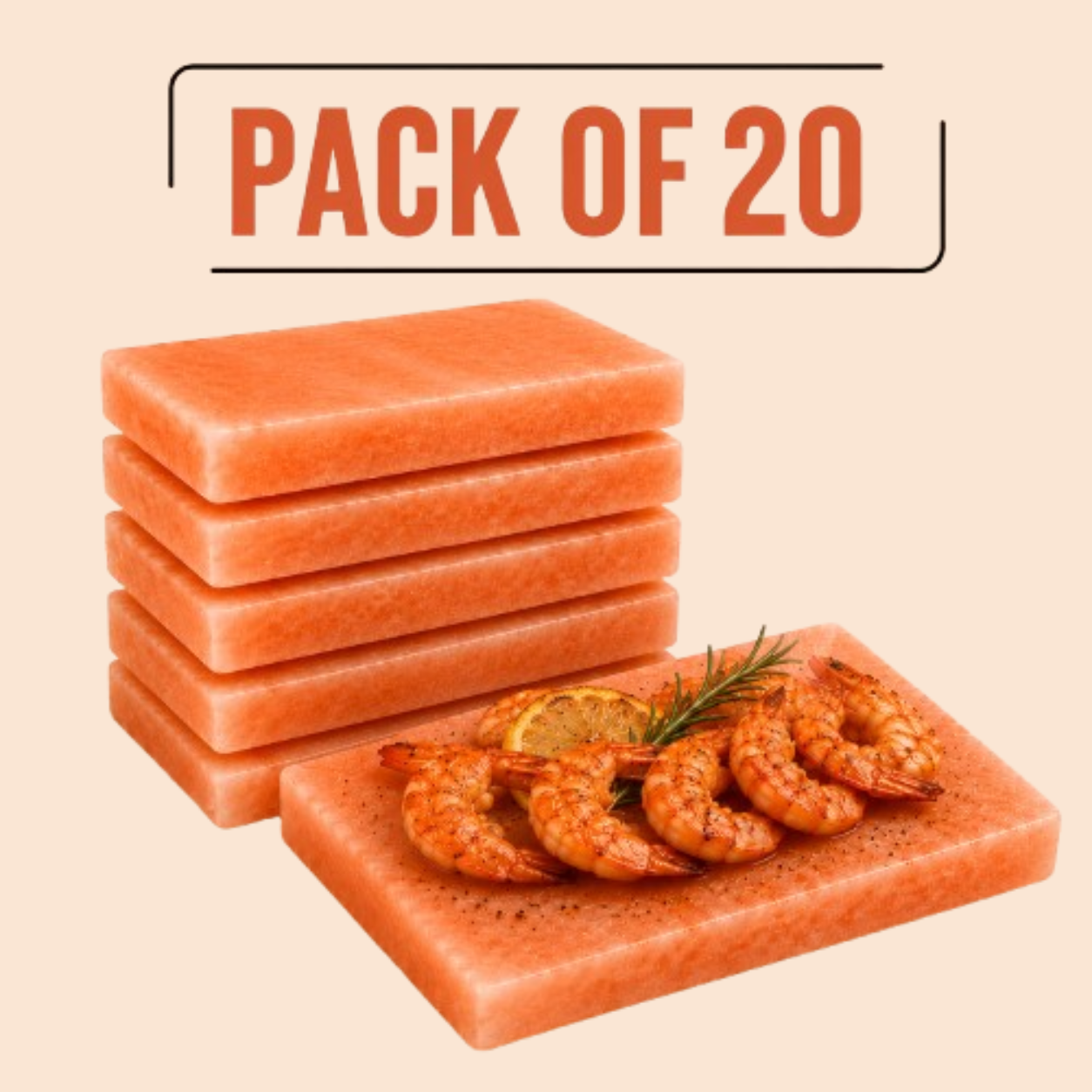 Himalayan Salt Block for Grilling 8"×8"×2", Pack of 20