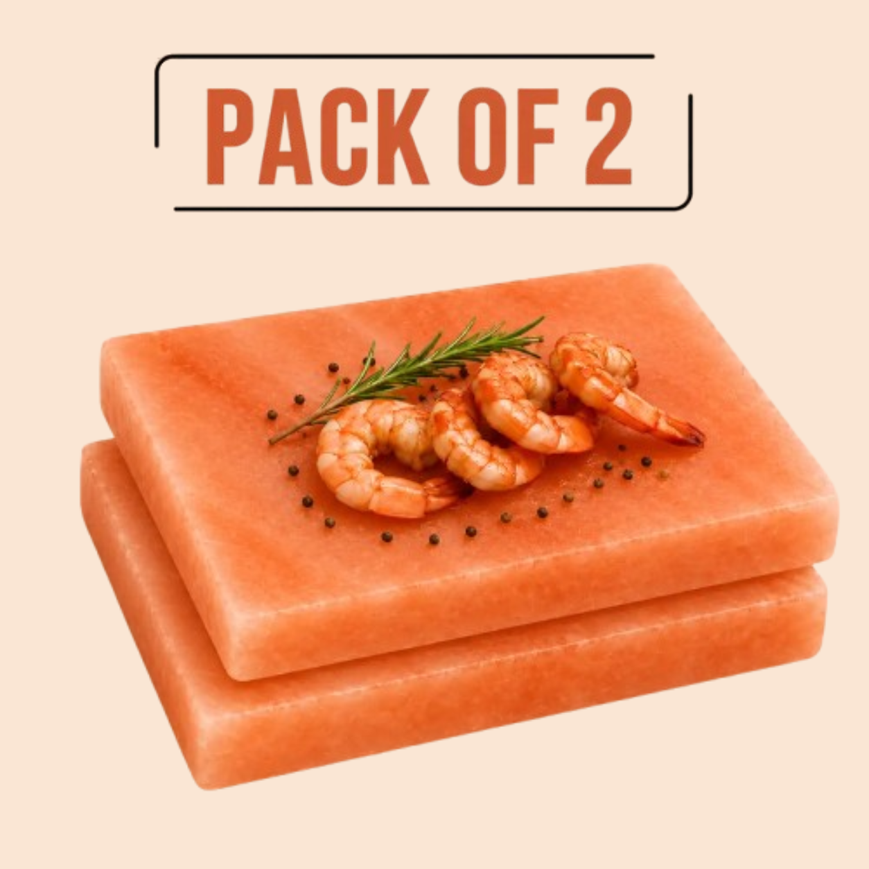 Himalayan Salt Cooking Block 8"×8"×2", Pack of 2