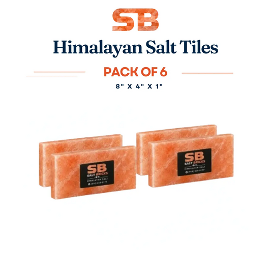 Himalayan Salt Tiles 8"×4"×1", Pack of 6