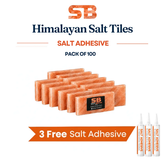 Himalayan Salt Tiles 8" x 4" x 1" - Pack of 100 with Free Salt Adhesive