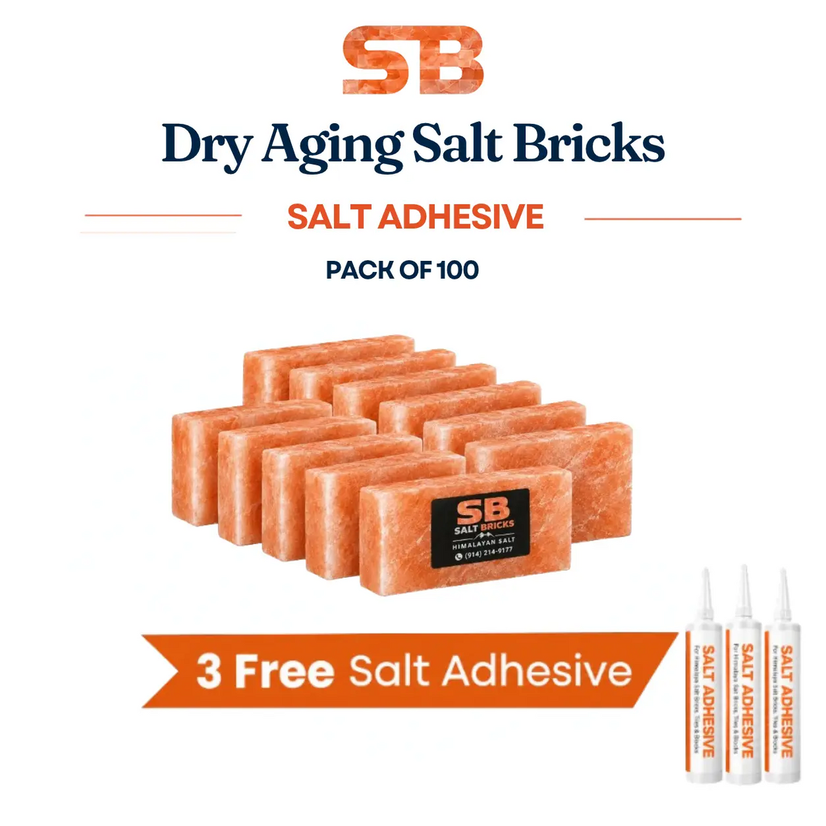 Dry Aging Salt Bricks 8x4x2 Pack Of 100 With Salt Adhesive