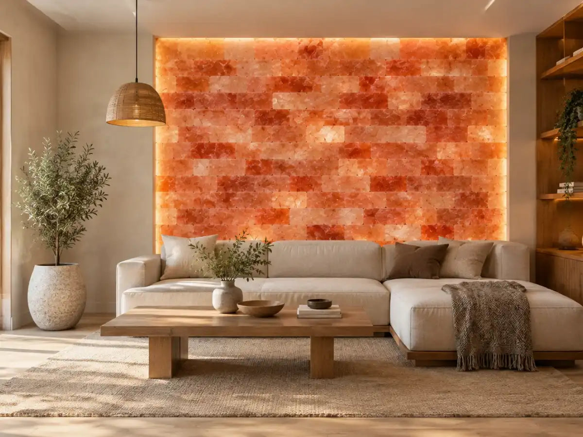 Himalayan salt brick feature wall