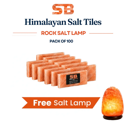 Himalayan Salt Tiles 8x4x1 Pack Of 100 With Salt Lamp