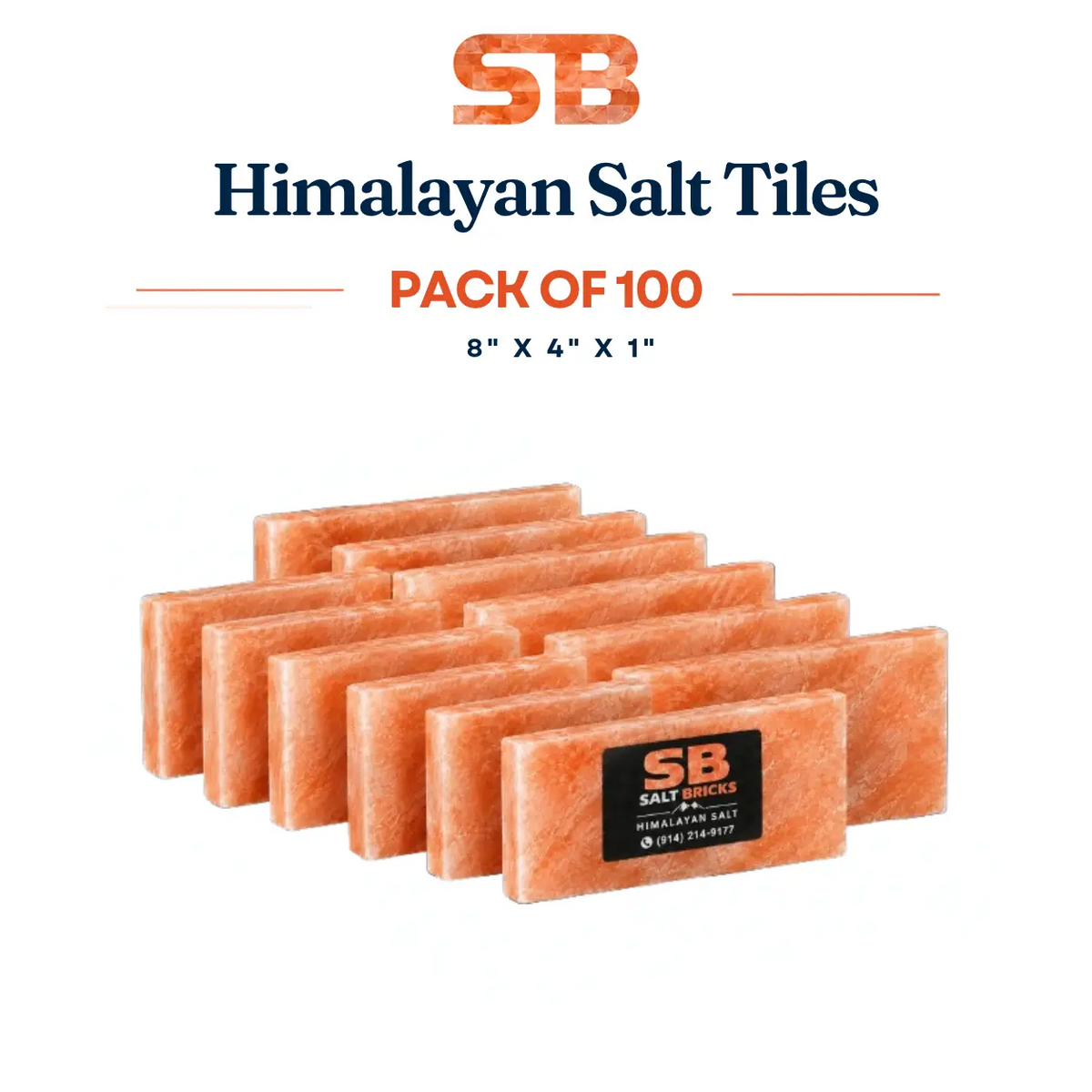 Himalayan salt Tiles 8x4x1 Pack of 100
