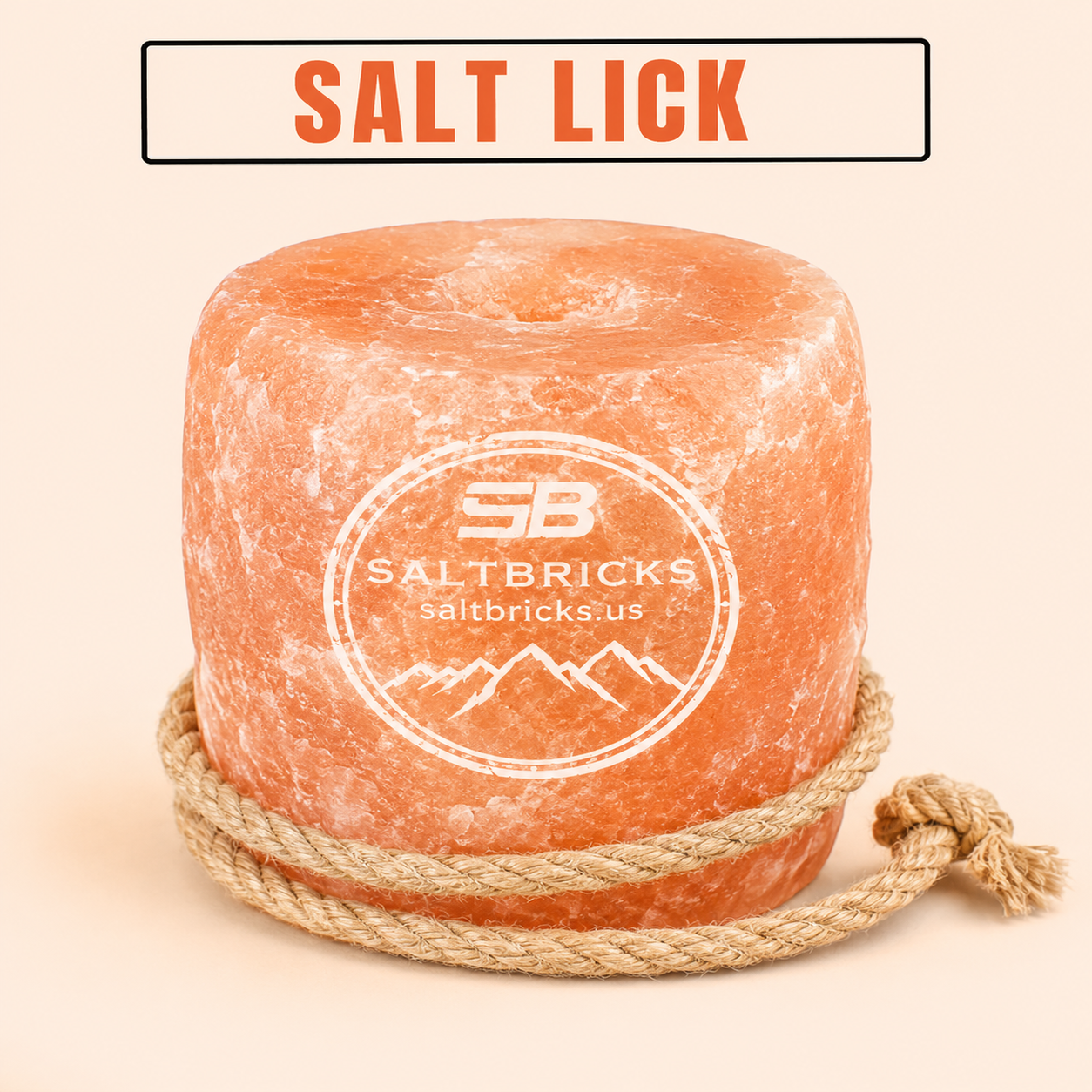 Licking Salt Block with Rope 4-5 Lbs for Animals